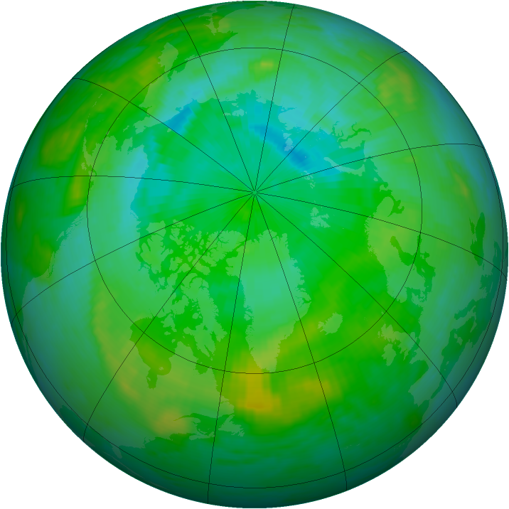 Arctic ozone map for 01 August 1992